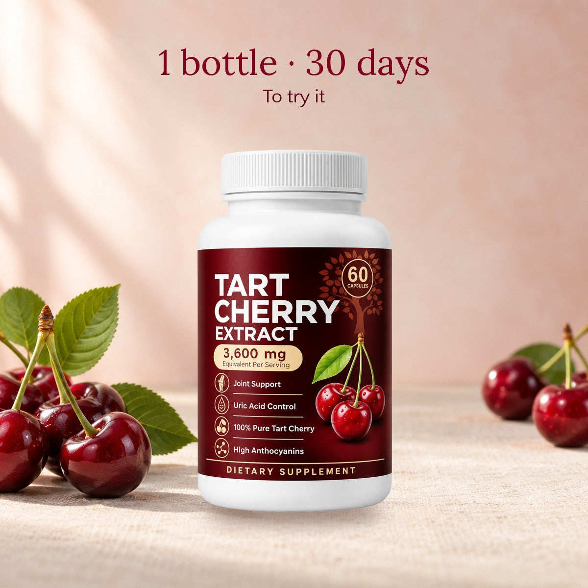 1 bottle of Solabliss Tart Cherry Extract, 30-day supply